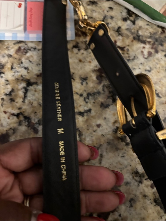 Louis Vuitton Black Leather Belt with Gold Chain Accents - comes with some rubs main image 6
